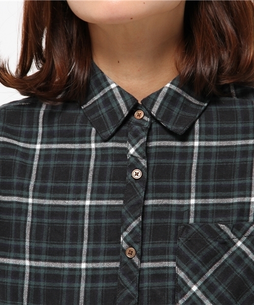 earth music&ecology（アースミュージックアンドエコロジー）の「ネルチェックシャツ（シャツ/ブラウス・レディース・ブラック/グリーン/イエロー/レッド・LARGE/MEDIUM）」の8枚目の写真
