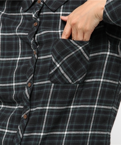 earth music&ecology（アースミュージックアンドエコロジー）の「ネルチェックシャツ（シャツ/ブラウス・レディース・ブラック/グリーン/イエロー/レッド・LARGE/MEDIUM）」の9枚目の写真