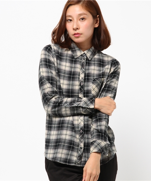 earth music&ecology（アースミュージックアンドエコロジー）の「ネルチェックシャツ（シャツ/ブラウス・レディース・ブラック/グリーン/イエロー/レッド・LARGE/MEDIUM）」の10枚目の写真