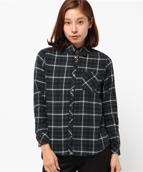 earth music&ecology（アースミュージックアンドエコロジー）の「ネルチェックシャツ（シャツ/ブラウス・レディース・ブラック/グリーン/イエロー/レッド・LARGE/MEDIUM）」の11枚目の写真