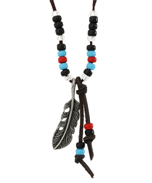 WEGO（ウィゴー）の「WEGO/ フェザービーズネックレス（ネックレス・メンズ・ターコイズブルー/レッド・FREE）」の2枚目の写真