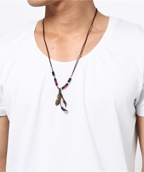 WEGO（ウィゴー）の「WEGO/ フェザービーズネックレス（ネックレス・メンズ・ターコイズブルー/レッド・FREE）」の6枚目の写真