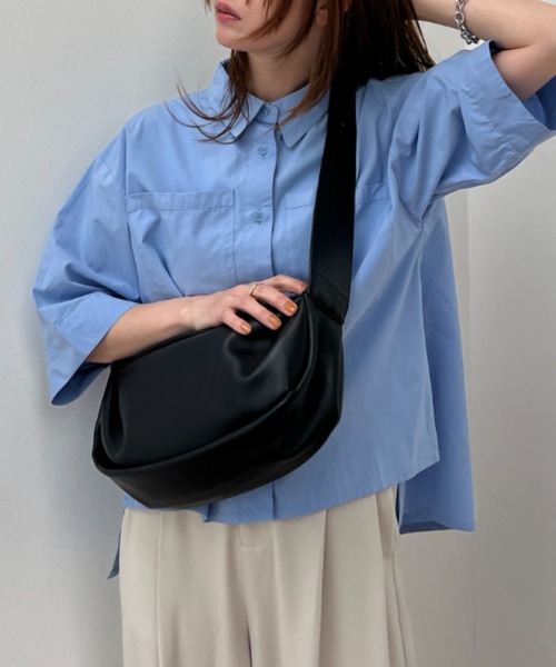 y/m(イム)の「ブロードハーフスリーブクロップドシャツ(シャツ/ブラウス・レディース・ブラック/ブルー/ホワイト・FREE)」の9枚目の写真