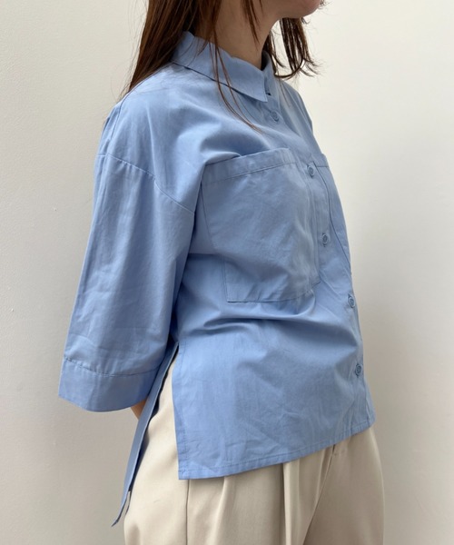 y/m(イム)の「ブロードハーフスリーブクロップドシャツ(シャツ/ブラウス・レディース・ブラック/ブルー/ホワイト・FREE)」の11枚目の写真