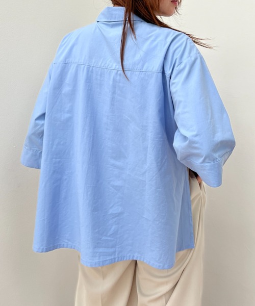 y/m(イム)の「ブロードハーフスリーブクロップドシャツ(シャツ/ブラウス・レディース・ブラック/ブルー/ホワイト・FREE)」の12枚目の写真