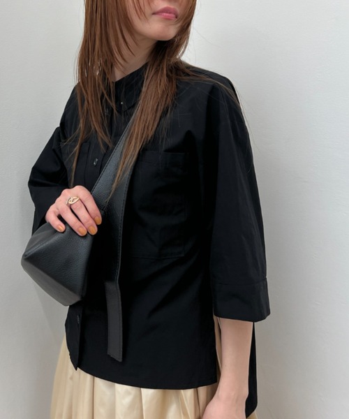 y/m(イム)の「ブロードハーフスリーブクロップドシャツ(シャツ/ブラウス・レディース・ブラック/ブルー/ホワイト・FREE)」の13枚目の写真