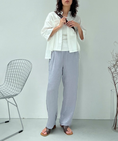 y/m(イム)の「ブロードハーフスリーブクロップドシャツ(シャツ/ブラウス・レディース・ブラック/ブルー/ホワイト・FREE)」の22枚目の写真