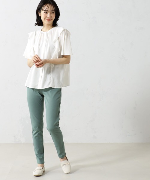 FOUND GOOD（ファウンドグッド）の「2WAY麻混フリルブラウス（シャツ/ブラウス・レディース・ブラウン系8/ピンク系5/ブラック/ホワイト系5・M/L/S）」の2枚目の写真