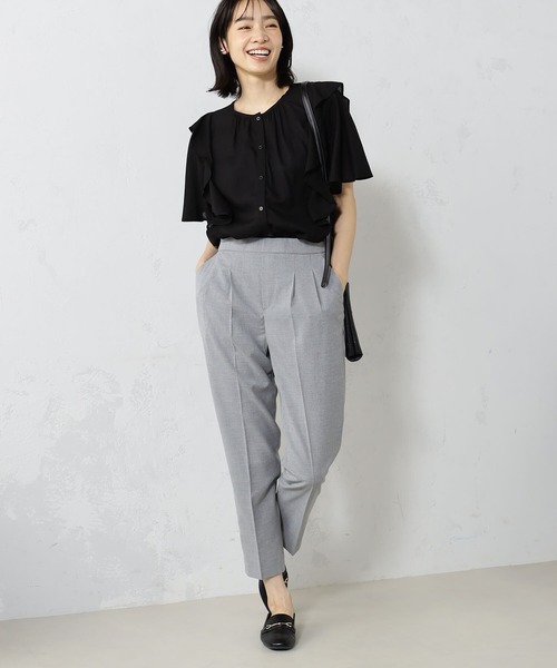 FOUND GOOD（ファウンドグッド）の「2WAY麻混フリルブラウス（シャツ/ブラウス・レディース・ブラウン系8/ピンク系5/ブラック/ホワイト系5・M/L/S）」の9枚目の写真