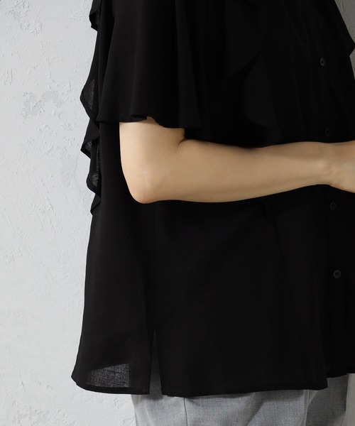 FOUND GOOD（ファウンドグッド）の「2WAY麻混フリルブラウス（シャツ/ブラウス・レディース・ブラウン系8/ピンク系5/ブラック/ホワイト系5・M/L/S）」の11枚目の写真