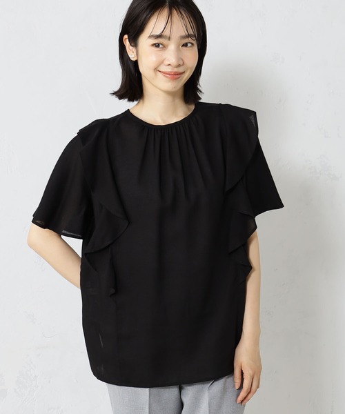 FOUND GOOD（ファウンドグッド）の「2WAY麻混フリルブラウス（シャツ/ブラウス・レディース・ブラウン系8/ピンク系5/ブラック/ホワイト系5・M/L/S）」の12枚目の写真