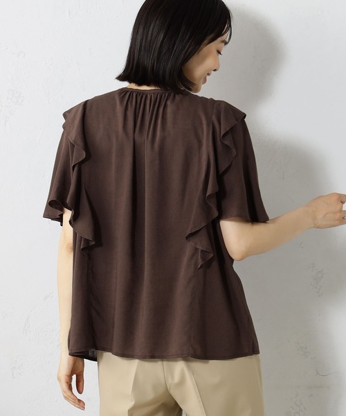 FOUND GOOD（ファウンドグッド）の「2WAY麻混フリルブラウス（シャツ/ブラウス・レディース・ブラウン系8/ピンク系5/ブラック/ホワイト系5・M/L/S）」の13枚目の写真