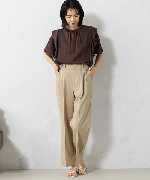 FOUND GOOD（ファウンドグッド）の「2WAY麻混フリルブラウス（シャツ/ブラウス・レディース・ブラウン系8/ピンク系5/ブラック/ホワイト系5・M/L/S）」の15枚目の写真