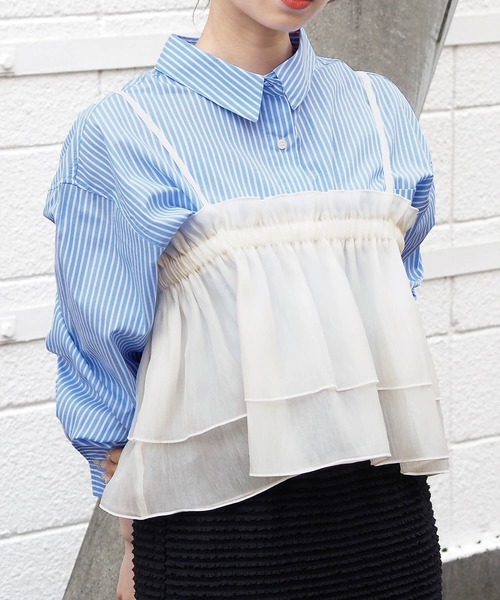 tiptop（ティップトップ）の「シアー2wayフリルビスチェ（キャミソール・レディース・オレンジ/アイボリー/ブラック・FREE）」の17枚目の写真