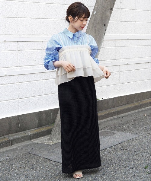 tiptop（ティップトップ）の「シアー2wayフリルビスチェ（キャミソール・レディース・オレンジ/アイボリー/ブラック・FREE）」の16枚目の写真