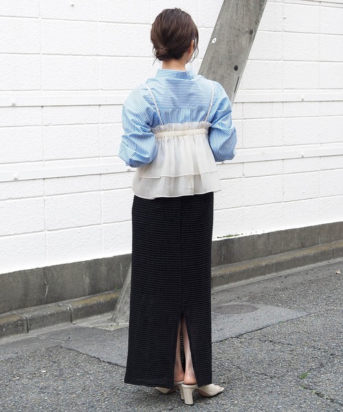 tiptop（ティップトップ）の「シアー2wayフリルビスチェ（キャミソール・レディース・オレンジ/アイボリー/ブラック・FREE）」の14枚目の写真