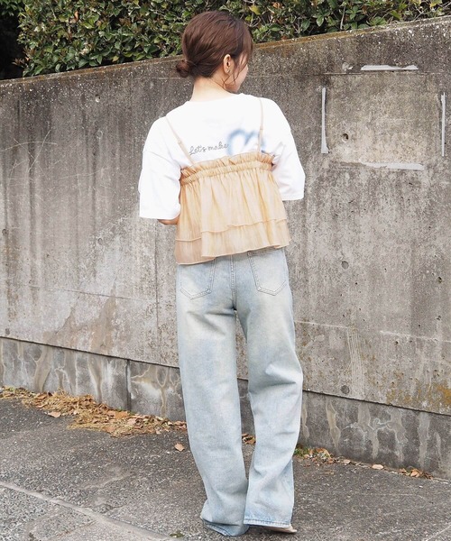 tiptop（ティップトップ）の「シアー2wayフリルビスチェ（キャミソール・レディース・オレンジ/アイボリー/ブラック・FREE）」の20枚目の写真