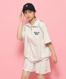 PINK-latte（ピンクラテ）の「◆【2点SET/スクールコーデ】ハーフZIPセットアップ（セットアップ・キッズ）」