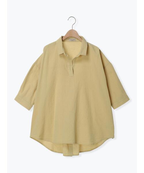 Samansa Mos2（サマンサ モスモス）の「後ろ開き七分袖スキッパーチュニック（チュニック・レディース・ベージュ/イエロー/チャコールグレー/キナリ/ミント・F）」の5枚目の写真