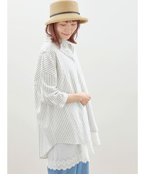 Samansa Mos2（サマンサ モスモス）の「後ろ開き七分袖スキッパーチュニック（チュニック・レディース・ベージュ/イエロー/チャコールグレー/キナリ/ミント・F）」の18枚目の写真