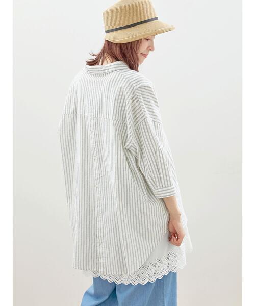 Samansa Mos2（サマンサ モスモス）の「後ろ開き七分袖スキッパーチュニック（チュニック・レディース・ベージュ/イエロー/チャコールグレー/キナリ/ミント・F）」の13枚目の写真