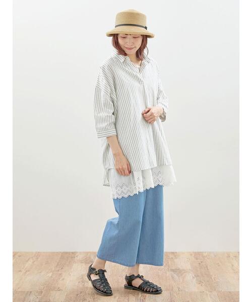 Samansa Mos2（サマンサ モスモス）の「後ろ開き七分袖スキッパーチュニック（チュニック・レディース・ベージュ/イエロー/チャコールグレー/キナリ/ミント・F）」の14枚目の写真