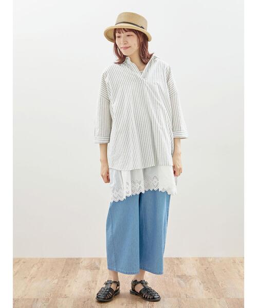 Samansa Mos2（サマンサ モスモス）の「後ろ開き七分袖スキッパーチュニック（チュニック・レディース・ベージュ/イエロー/チャコールグレー/キナリ/ミント・F）」の15枚目の写真