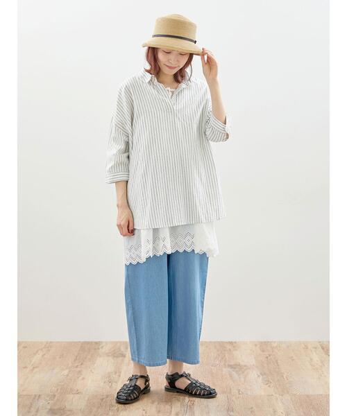 Samansa Mos2（サマンサ モスモス）の「後ろ開き七分袖スキッパーチュニック（チュニック・レディース・ベージュ/イエロー/チャコールグレー/キナリ/ミント・F）」の16枚目の写真