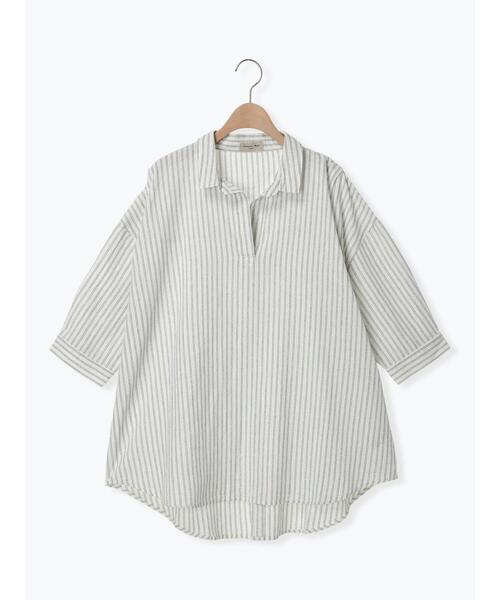 Samansa Mos2（サマンサ モスモス）の「後ろ開き七分袖スキッパーチュニック（チュニック・レディース・ベージュ/イエロー/チャコールグレー/キナリ/ミント・F）」の17枚目の写真