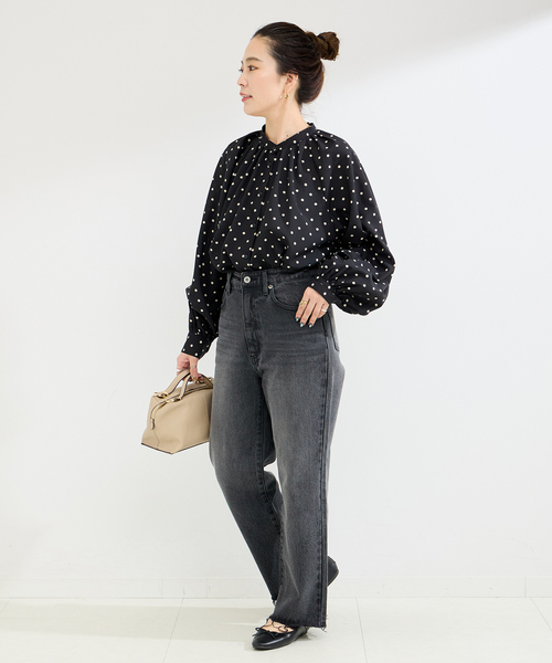 B.C STOCK（ベーセーストック）の「《追加》ドットスタンドカラーブラウス（シャツ/ブラウス・レディース・ブラック/ベージュ/カーキ・FREE）」の17枚目の写真