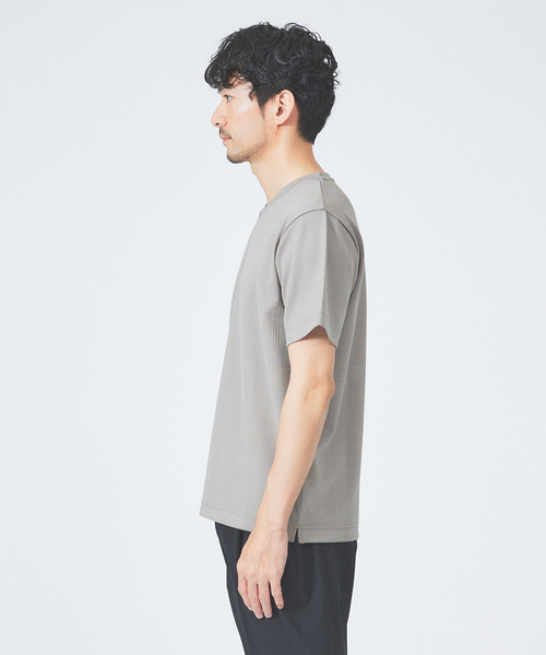 ABAHOUSE GRAY（アバハウスグレイ）の「【チェック柄】ジャガード Vネック 半袖 Tシャツ（Tシャツ/カットソー・メンズ・ブラック/ホワイト/サックスブルー/ネイビー/グレイッシュベージュ/チャコールグレー・48/46）」の9枚目の写真