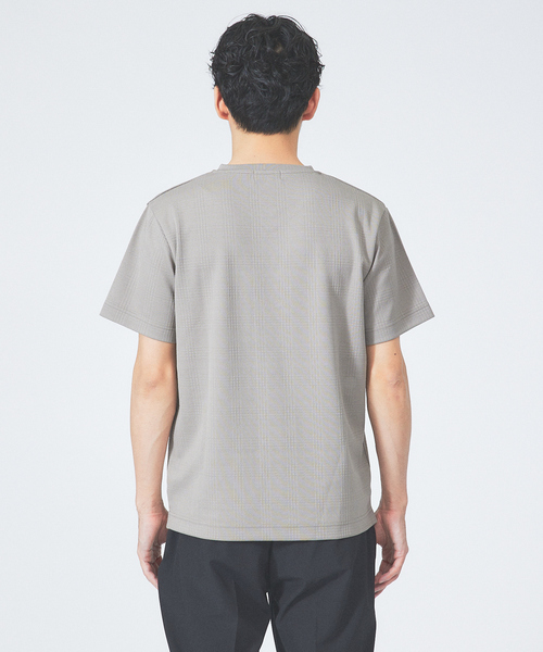 ABAHOUSE GRAY（アバハウスグレイ）の「【チェック柄】ジャガード Vネック 半袖 Tシャツ（Tシャツ/カットソー・メンズ・ブラック/ホワイト/サックスブルー/ネイビー/グレイッシュベージュ/チャコールグレー・48/46）」の10枚目の写真