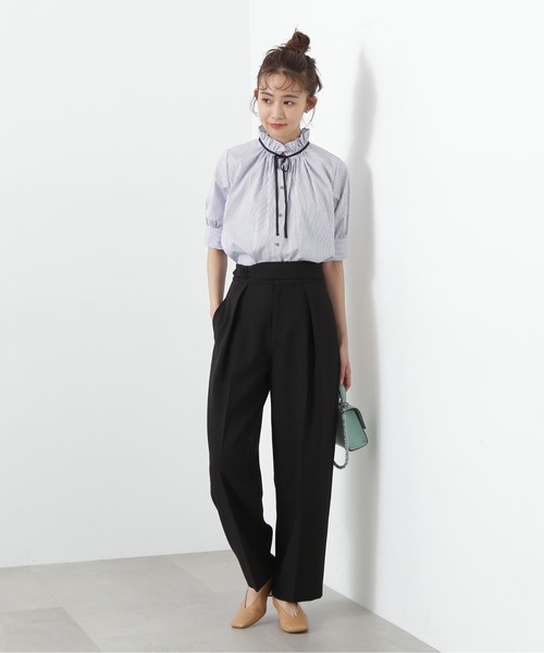 N.（N. Natural Beauty Basic）（エヌエヌナチュラルビューティーベーシック）の「◆◇フリルネックバイカラーリボンブラウス（シャツ/ブラウス・レディース・グレー系その他/ブルー系その他2/オフホワイト・MEDIUM）」の14枚目の写真