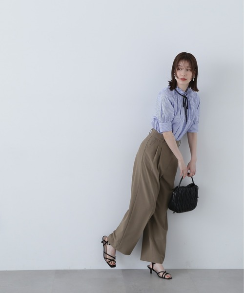 N.（N. Natural Beauty Basic）（エヌエヌナチュラルビューティーベーシック）の「◆◇フリルネックバイカラーリボンブラウス（シャツ/ブラウス・レディース・グレー系その他/ブルー系その他2/オフホワイト・MEDIUM）」の19枚目の写真