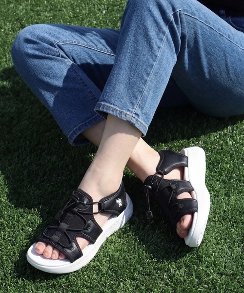 U.S. POLO ASSN.（ユーエスポロアッスン）の「【U.S. POLO ASSN./ユーエスポロアッスン】軽量 ワンポイント スポーツサンダル（サンダル・レディース・ホワイト/ブラック/ベージュ・22.0cm/23.0cm/24.0cm/23.5cm/24.5cm/25.0cm）」の12枚目の写真