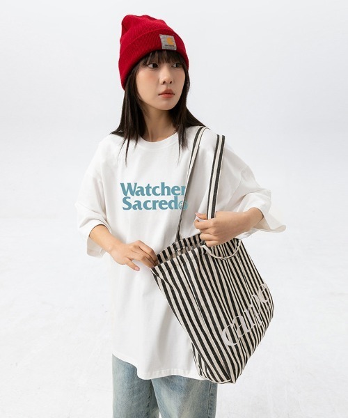 Ressaca(レサーカ)の「オーバーサイズTシャツ レトロレターロゴプリント(Tシャツ/カットソー・メンズ・カーキ/サックスブルー/ブラウン/ピンク/ホワイト/ベージュ/チャコール・M/L/XL/XXL)」の1枚目の写真