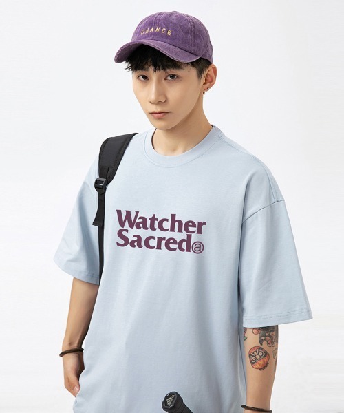 Ressaca(レサーカ)の「オーバーサイズTシャツ レトロレターロゴプリント(Tシャツ/カットソー・メンズ・カーキ/サックスブルー/ブラウン/ピンク/ホワイト/ベージュ/チャコール・M/L/XL/XXL)」の6枚目の写真