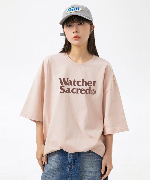 Ressaca(レサーカ)の「オーバーサイズTシャツ レトロレターロゴプリント(Tシャツ/カットソー・メンズ・カーキ/サックスブルー/ブラウン/ピンク/ホワイト/ベージュ/チャコール・M/L/XL/XXL)」の7枚目の写真