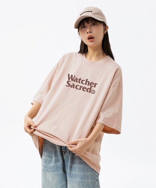 Ressaca(レサーカ)の「オーバーサイズTシャツ レトロレターロゴプリント(Tシャツ/カットソー・メンズ・カーキ/サックスブルー/ブラウン/ピンク/ホワイト/ベージュ/チャコール・M/L/XL/XXL)」の17枚目の写真
