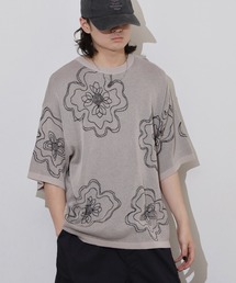 ジャガード総柄ニットTシャツ