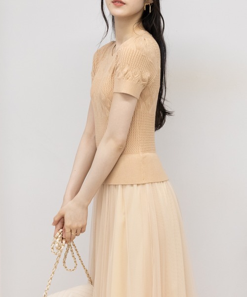 pumpkin port（パンプキンポート）の「透かし半袖ニット+