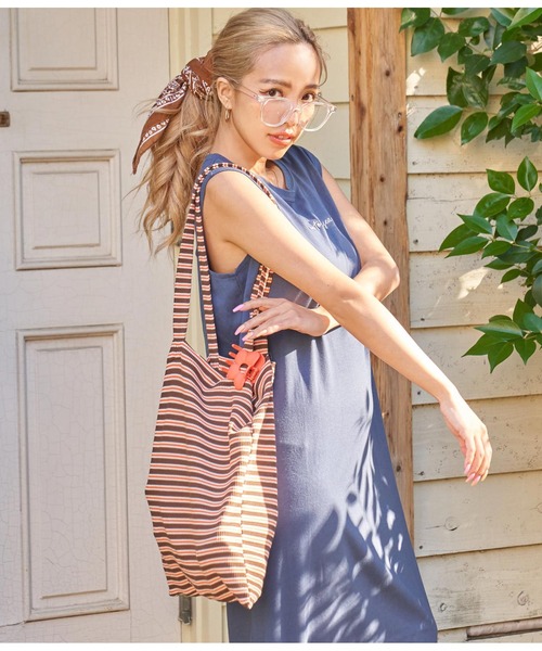 anap mimpi(アナップミンピ)の「ワッフル ボーダー トートバッグ(トートバッグ・レディース・ブラウン/ブルーグリーン・FREE)」の21枚目の写真