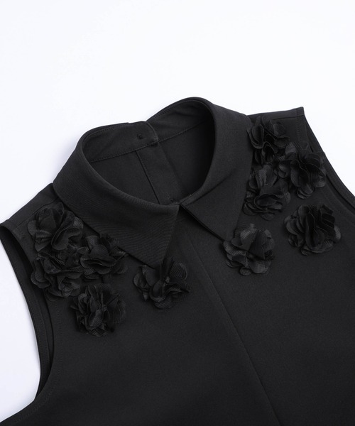 AMELY(エミリー)の「フラワーモチーフAライントップス(Tシャツ/カットソー・レディース・ブラック/ホワイト・L/M)」の12枚目の写真