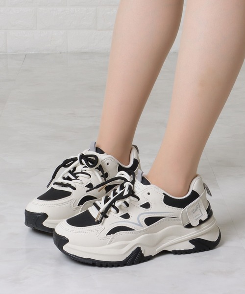 Copping Zone Vintage Chunky レースアップ ダッド スニーカー 厚底 スニーカー ダッドスニーカー 22.0～24.5cm レースアップ