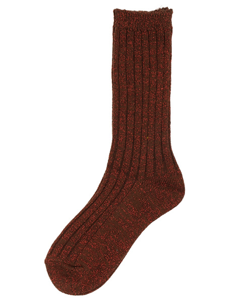SLY(スライ)の「LAME RIB SOCKS(ソックス/靴下・レディース・ブラウン/グレー/ネイビー・FREE)」の1枚目の写真