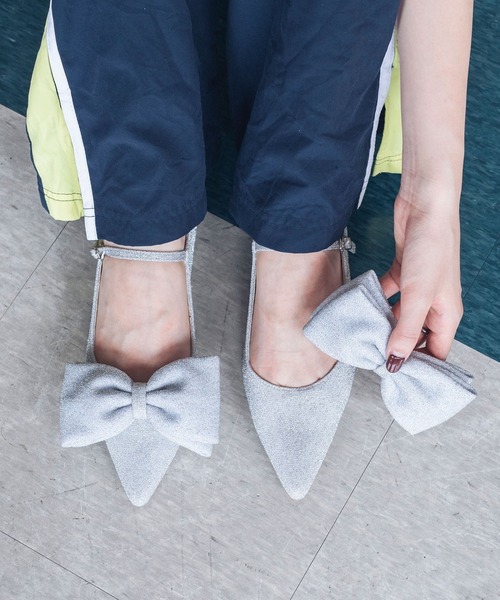 EVOL（イーボル）の「【EVOL】取り外し可リボン2cmヒールポインテッドパンプス IX5467（パンプス・レディース・シルバー/ゴールド/ブラック系その他/ブラック・24.5cm/23.5cm/22.5cm/22.0cm/24.0cm/23.0cm/25.0cm）」の4枚目の写真