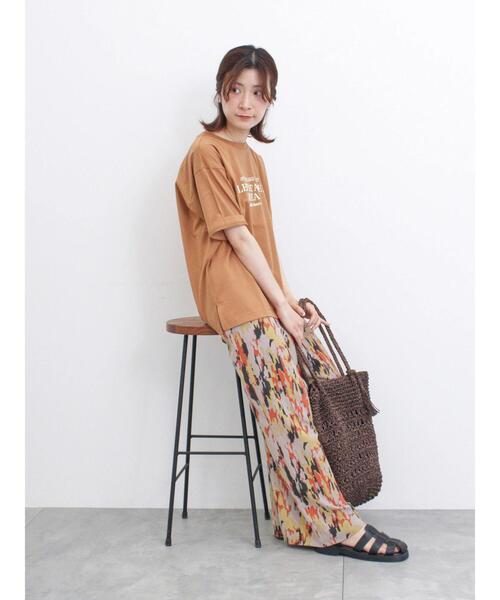 Samansa Mos2 blue(サマンサモスモスブルー)の「楊柳プリントワイドパンツ(その他パンツ・レディース・ブラック/ネイビー/ベージュ・F)」の2枚目の写真