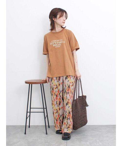 麻 濃桃色のワイドパンツ 新品 パンツ
