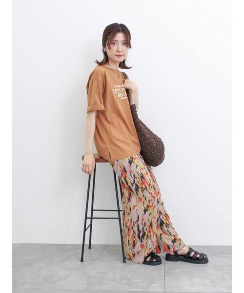 Samansa Mos2 blue(サマンサモスモスブルー)の「楊柳プリントワイドパンツ(その他パンツ・レディース・ブラック/ネイビー/ベージュ・F)」の21枚目の写真