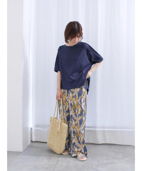 Samansa Mos2 blue(サマンサモスモスブルー)の「楊柳プリントワイドパンツ(その他パンツ・レディース・ブラック/ネイビー/ベージュ・F)」の17枚目の写真
